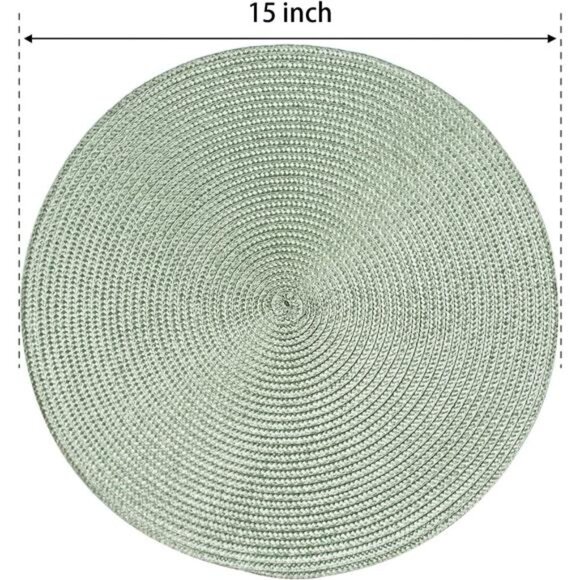 Wheat Round Braided Placemats Set of 6 Place Mats for Dining Tables Woven - Picture 3 of 7